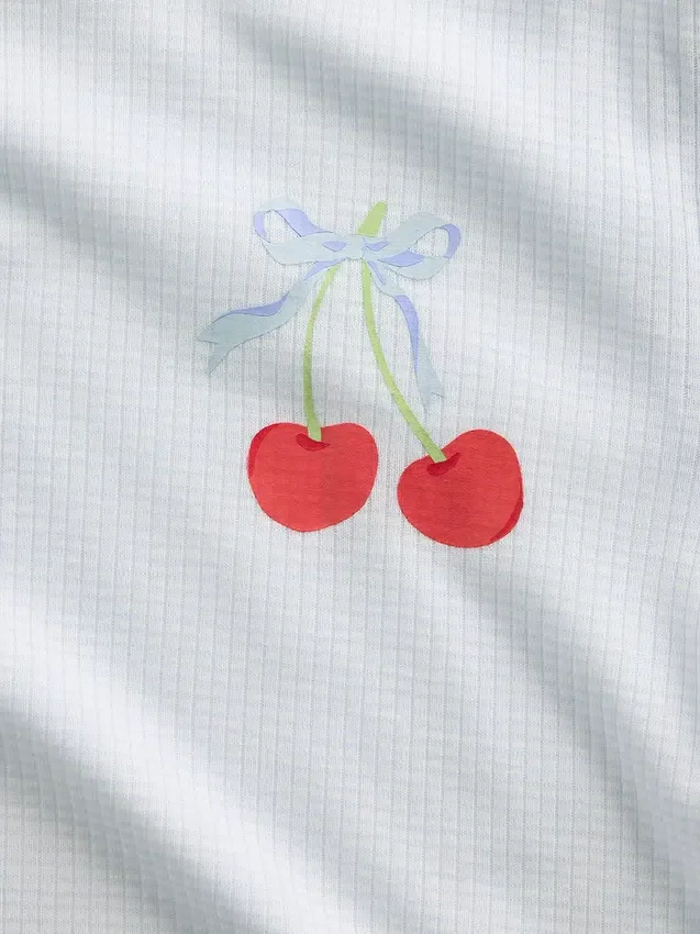 Conjunto de pijama infantil de punto acanalado reciclado con pantalones cortos