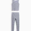 Conjunto de pijama para niños de algodón orgánico cepillado con camiseta sin mangas y leggings