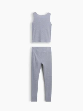 Conjunto de pijama para niños de algodón orgánico cepillado con camiseta sin mangas y leggings
