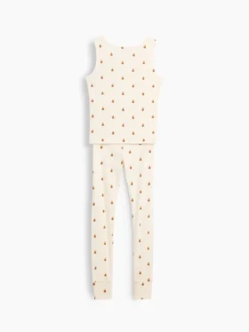 Conjunto de pijama para niños de algodón orgánico cepillado con camiseta sin mangas y leggings