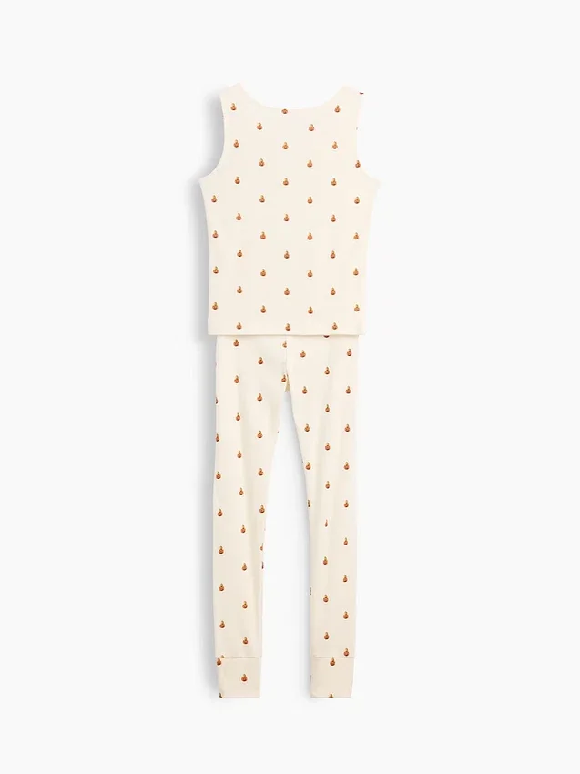 Conjunto de pijama para niños de algodón orgánico cepillado con camiseta sin mangas y leggings