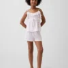 Conjunto de pijama reciclado para niños con camiseta sin mangas con volantes y pantalones cortos