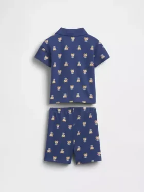 Conjunto de polo de piqué con el oso Brannan para bebé