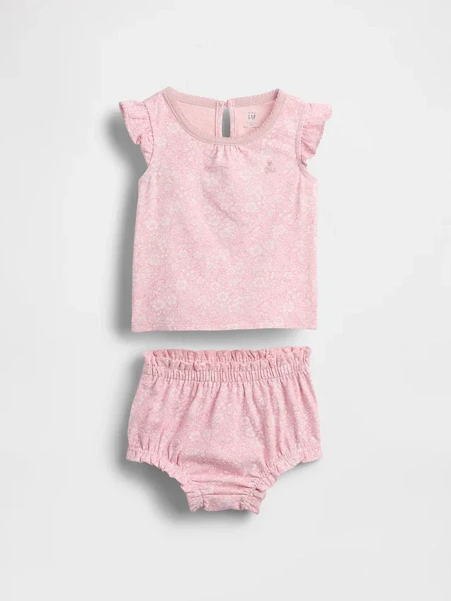 Conjunto de ropa para bebé con volantes florales