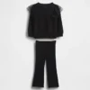 Conjunto de sudadera de tul y leggings acampanados con ribete para bebés y niños pequeños