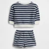 Conjunto de sudadera y pantalones cortos para bebé Vintagesoft con rayas de ositos