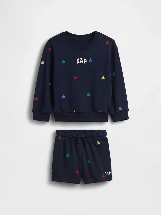 Conjunto de sudadera y shorts de felpa Vintagesoft para Bebé y Niño