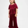 Conjunto de terciopelo con volantes para bebés y niños