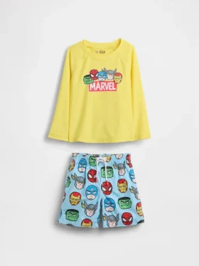 Conjunto de traje de baño con camiseta protectora Marvel para bebés y niños
