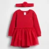 Conjunto de vestido y body de jerséu de tul para bebé