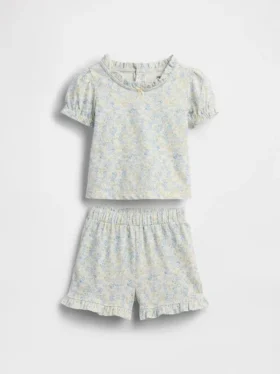 Conjunto floral de algodón orgánico para bebé