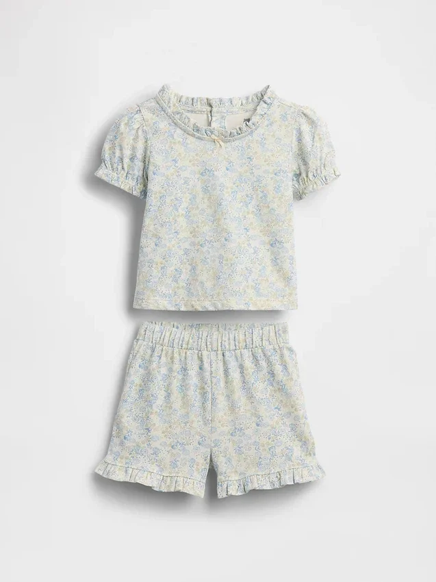 Conjunto floral de algodón orgánico para bebé