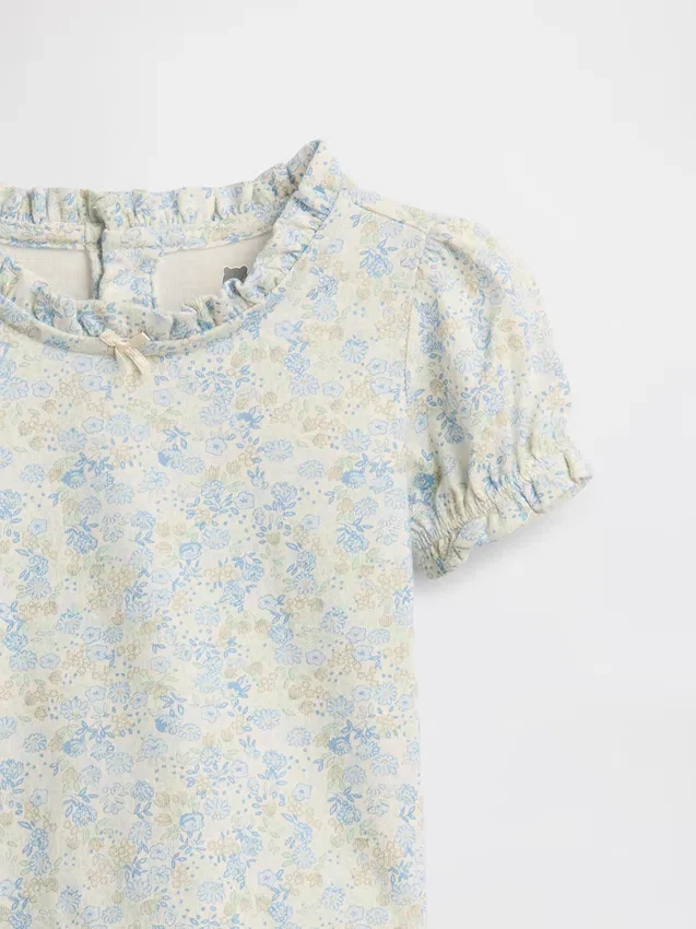 Conjunto floral de algodón orgánico para bebé