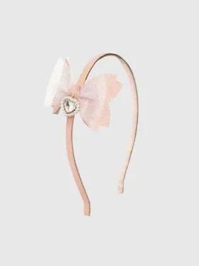 Diadema con moño brillante y dije de corazón de Sweet Wink