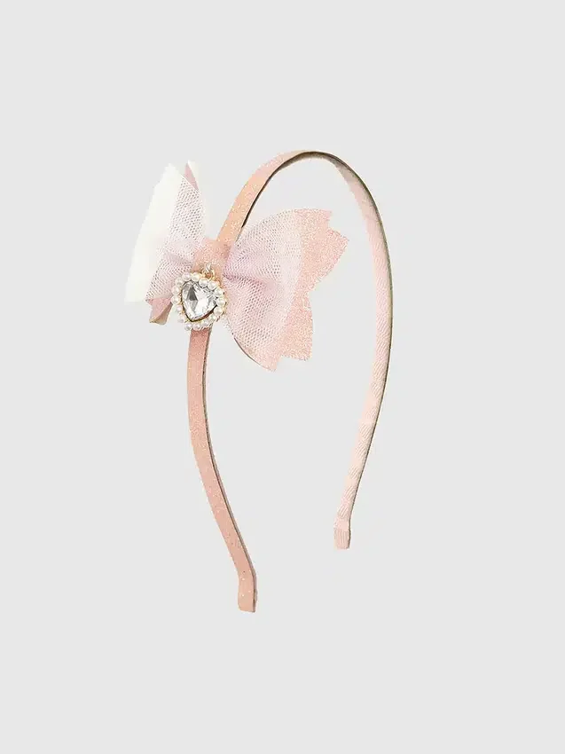 Diadema con moño brillante y dije de corazón de Sweet Wink