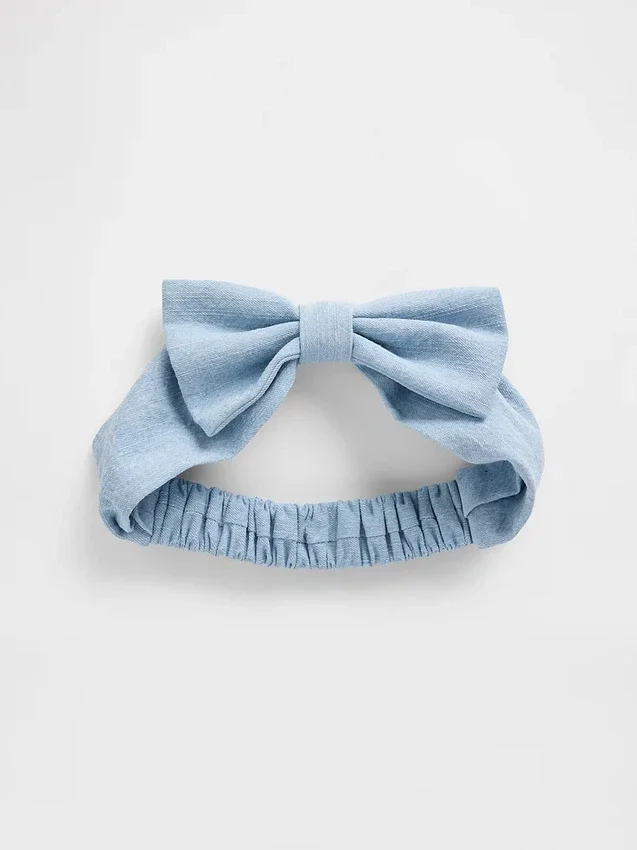 Diadema de mezclilla con moño para bebé