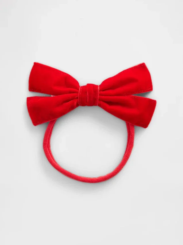 Diadema de terciopelo con moño para bebé