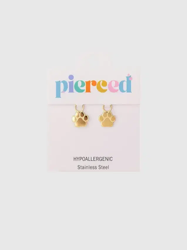 Dije con huella de pata perforado para aretes Huggie