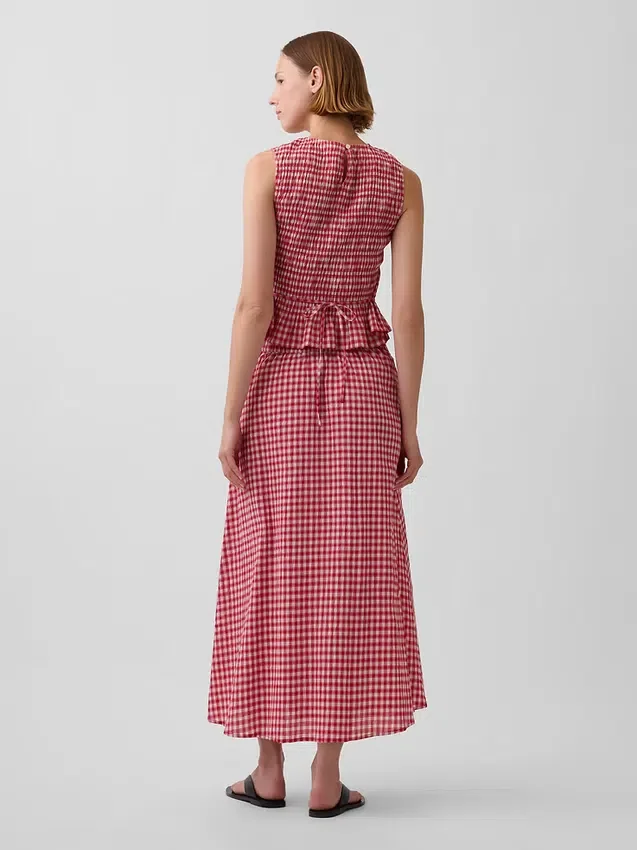 Falda larga de cuadros vichy