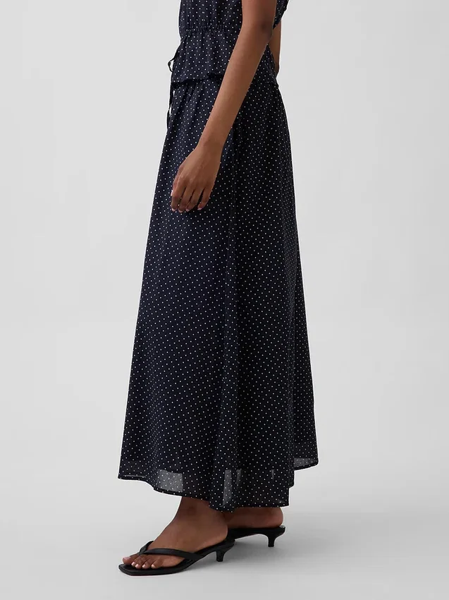 Falda larga de voile con lunares