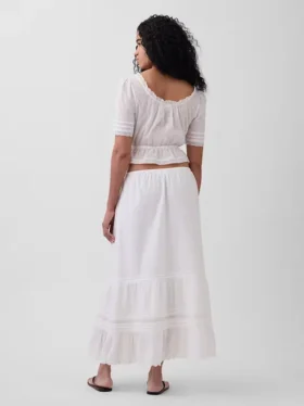 Falda maxi holgada con volantes