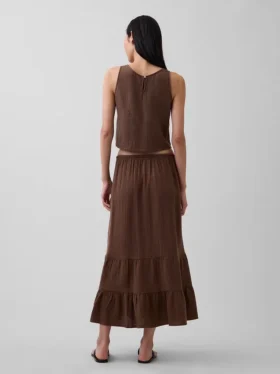 Falda maxi holgada en capas de gasa de algodón