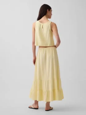 Falda maxi holgada en capas de gasa de algodón