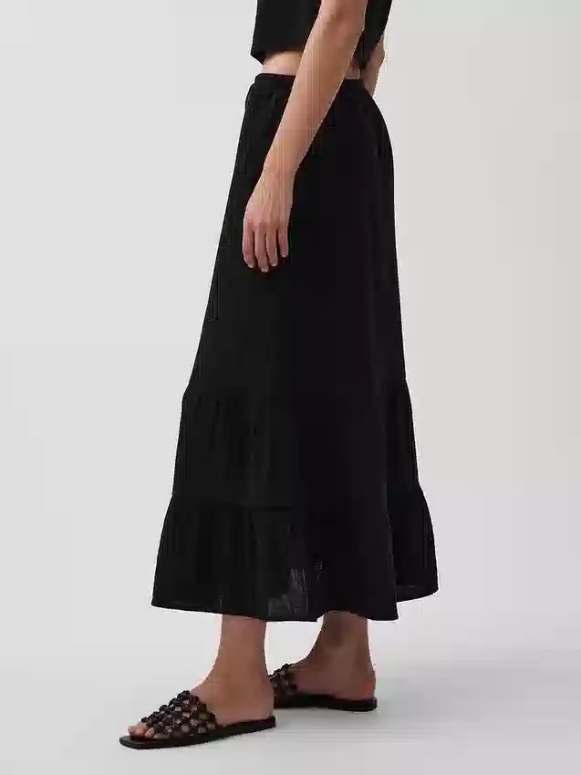 Falda maxi holgada en capas de gasa de algodón