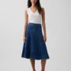 Falda midi de mezclilla con corte de tulipán