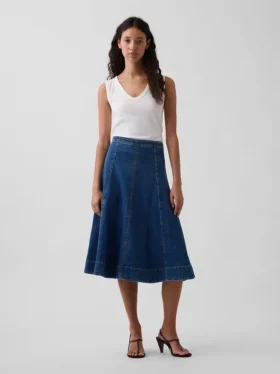 Falda midi de mezclilla con corte de tulipán