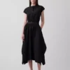 Falda midi de popelín con dobladillo en forma de pañuelo