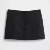 Faldapantalón mini con botones delanteros de mezcla de lino