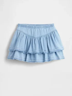 Faldita-pantalón de mezclilla con volantes para Bebé y Niño