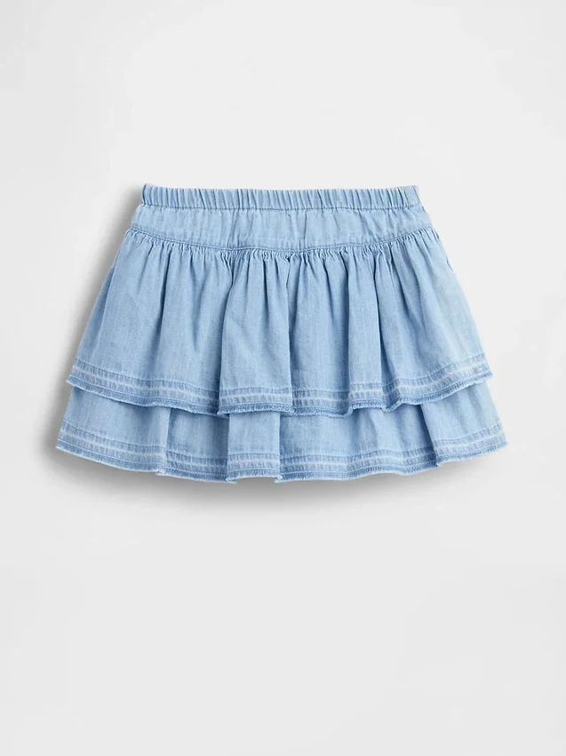 Faldita-pantalón de mezclilla con volantes para Bebé y Niño