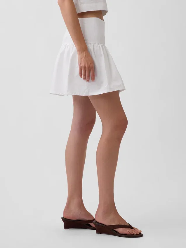 Faldita-pantalón de popelín de cintura baja
