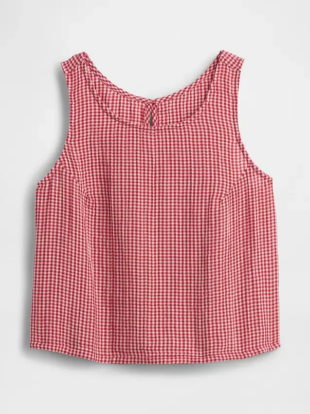 Faldita-pantalón mini de gasa de algodón con cintura fruncida
