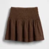 Faldita-pantalón mini de gasa de algodón con cintura fruncida