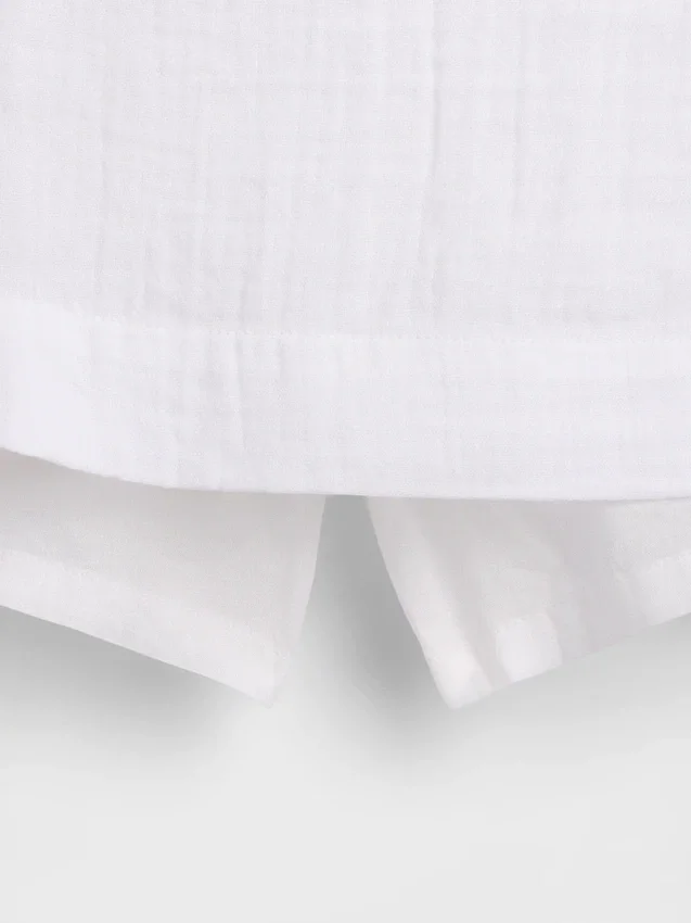 Faldita-pantalón mini de gasa de algodón con cintura fruncida