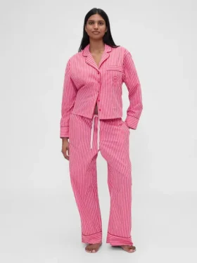 Gap × Summer Fridays: Pantalones de pijama holgados de popelín a rayas