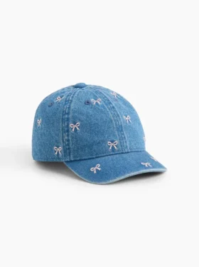 Gorra de béisbol con moño de mezclilla para bebés y niños pequeños