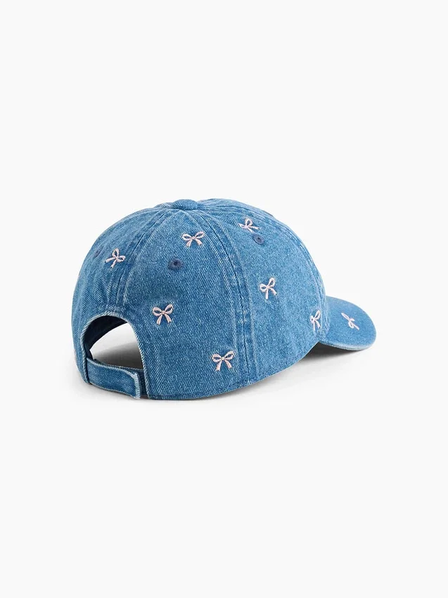 Gorra de béisbol con moño de mezclilla para bebés y niños pequeños