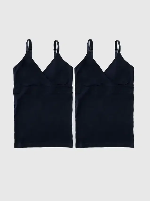 Ingrid e Isabel Basics: Camiseta sin costuras cruzada para lactancia premamá, paquete de 2