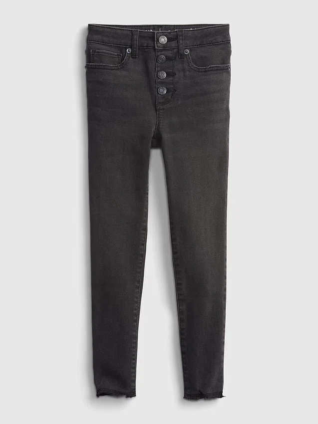 Jeggings de talle alto y efecto desgastado para niños