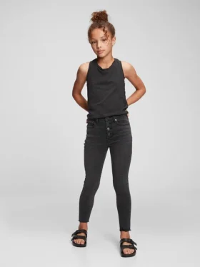 Jeggings de talle alto y efecto desgastado para niños