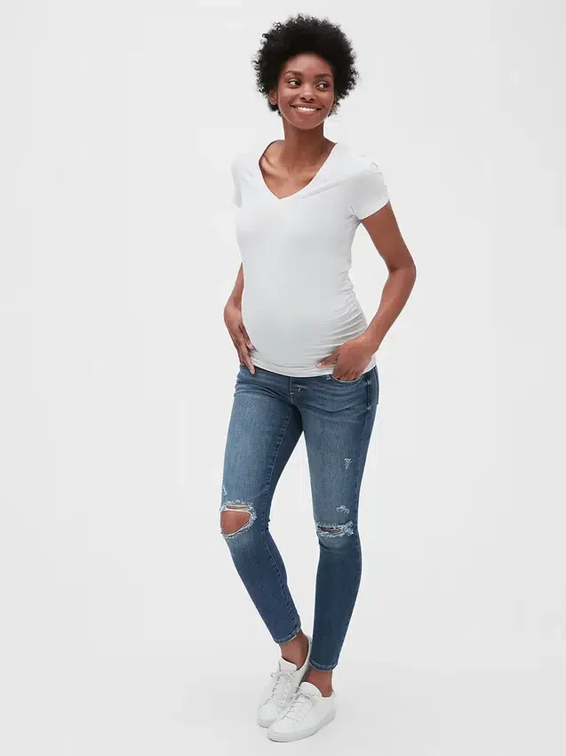 Jeggings premamá con efecto desgastado y panel completo «Favorite»