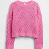 Jerséu de cuello redondo oversize de ganchillo para niños