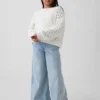 Jerséu de cuello redondo oversize de ganchillo para niños