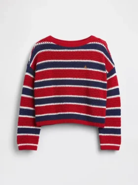 Jerséu infantil de ganchillo oversize a rayas