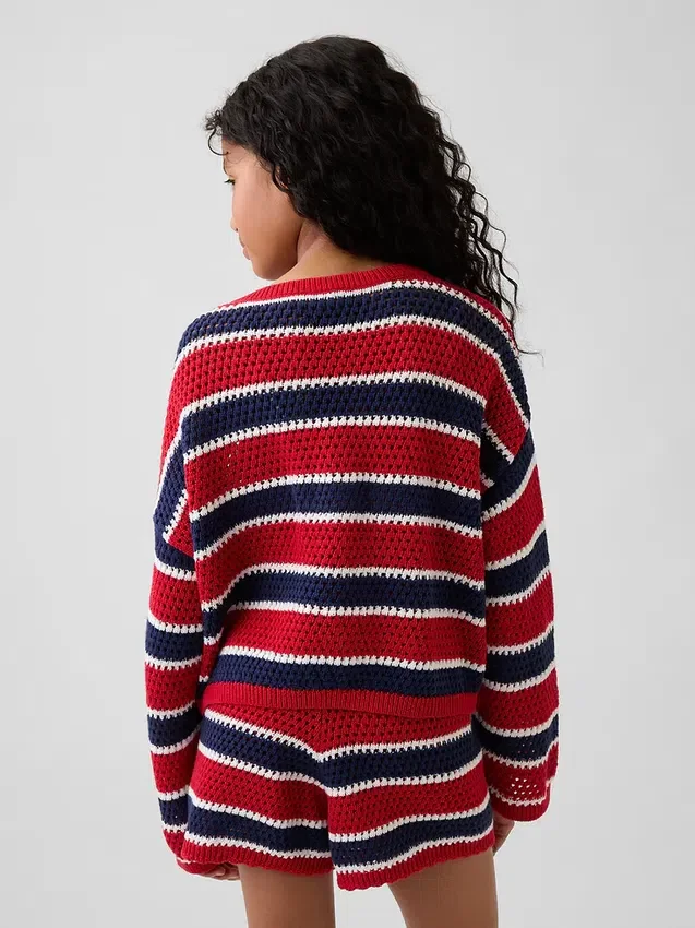 Jerséu infantil de ganchillo oversize a rayas