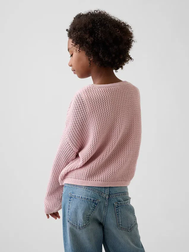 Jerséu infantil de ganchillo oversize con estampado